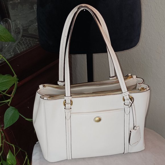Coach Handbags - Coach Cream Peyton Leather Jordon  Carryall Shoulder Bag
